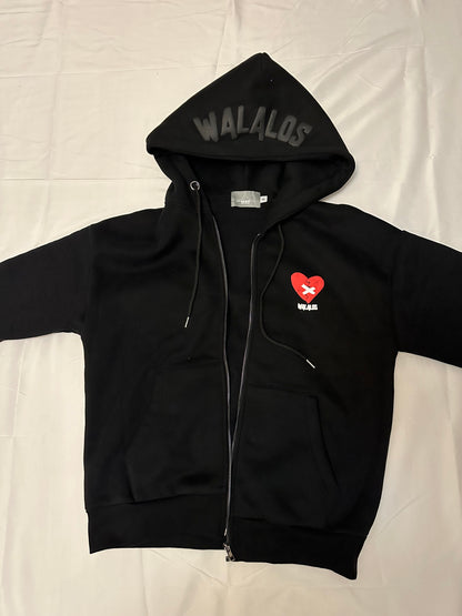 "HEARTS & CROSSES" Zip-Up Hoodie